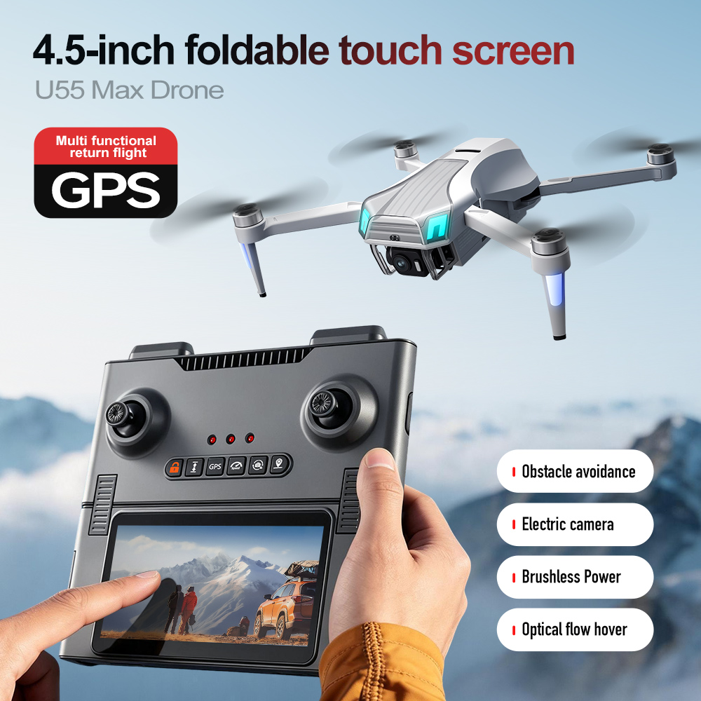 U55Max 5G光学フローGPSドローン 4Kプロフェッシ - Drone Gimbal Mount のレビューと価格